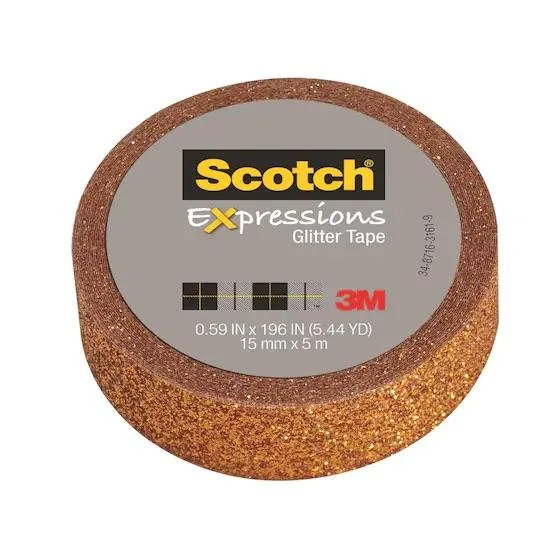 3M 3M Scotch Expressions Glitter Tape .59 in x 196 in Bright Orange — product photo
