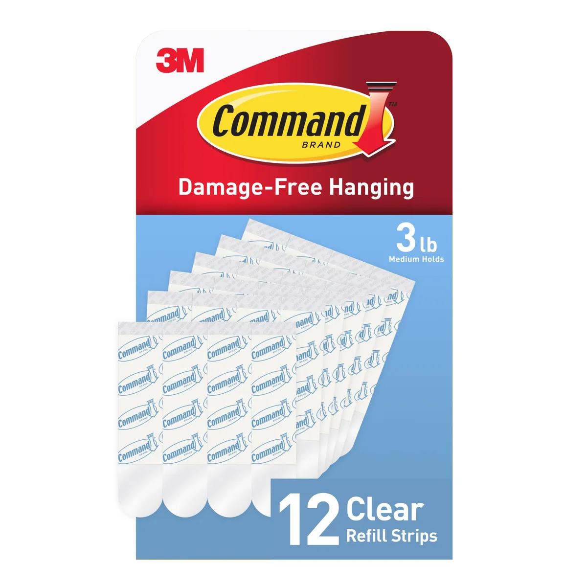3M 3M Command Medium Clear Refill Strips 12-pack 17021 — product photo