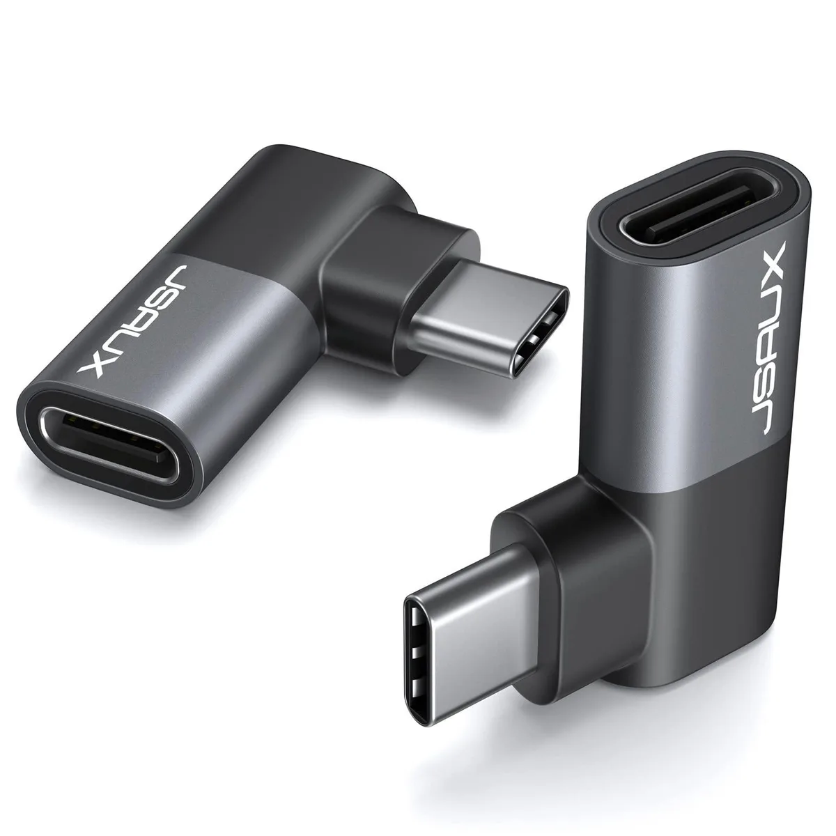 JSAUX DD0007 USB C 90° Male-Female Adapter 2-Pack 100W 40Gbps — product photo