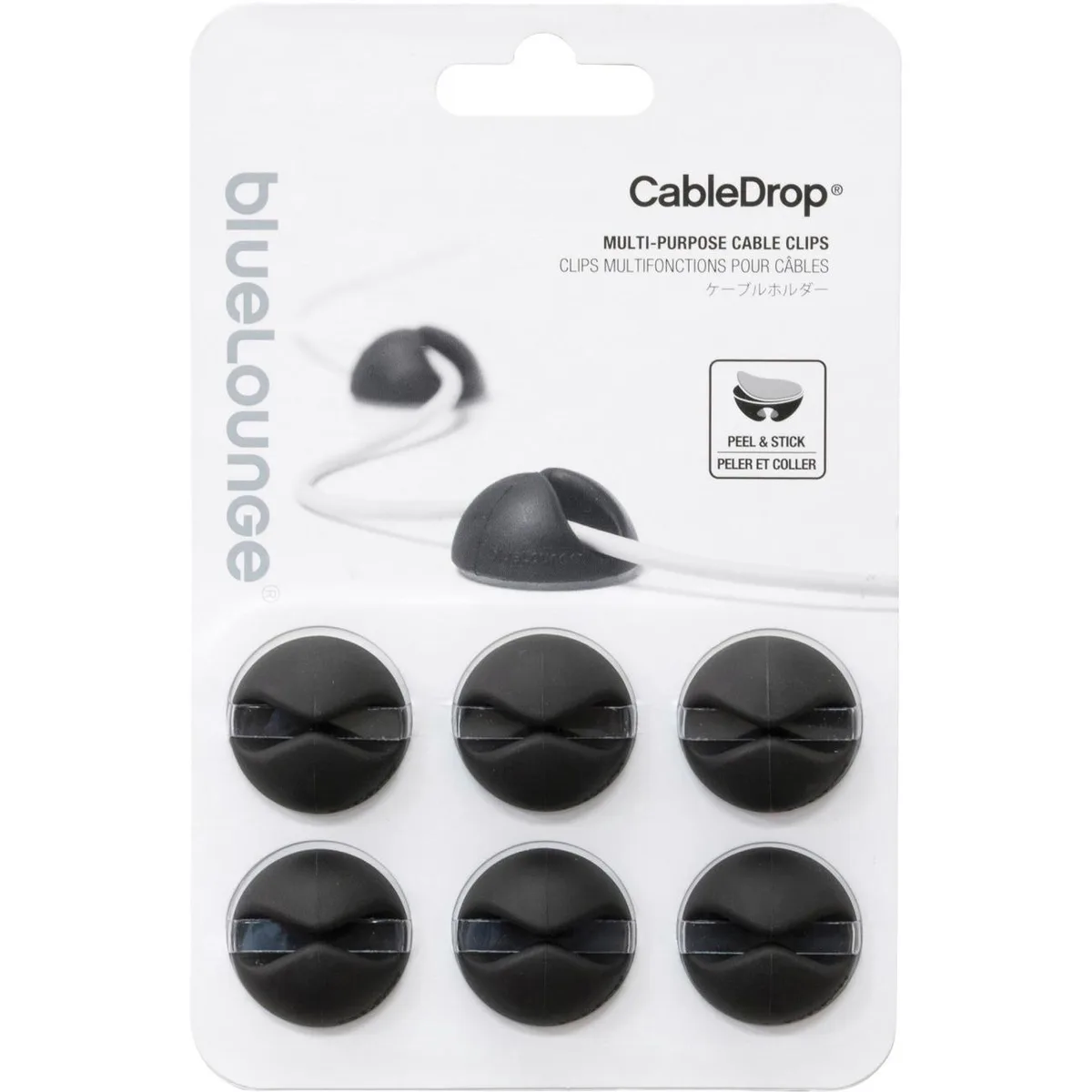 Advantus Advantus BlueLounge CableDrop MP Cable Clips Black 6 Pack — product photo