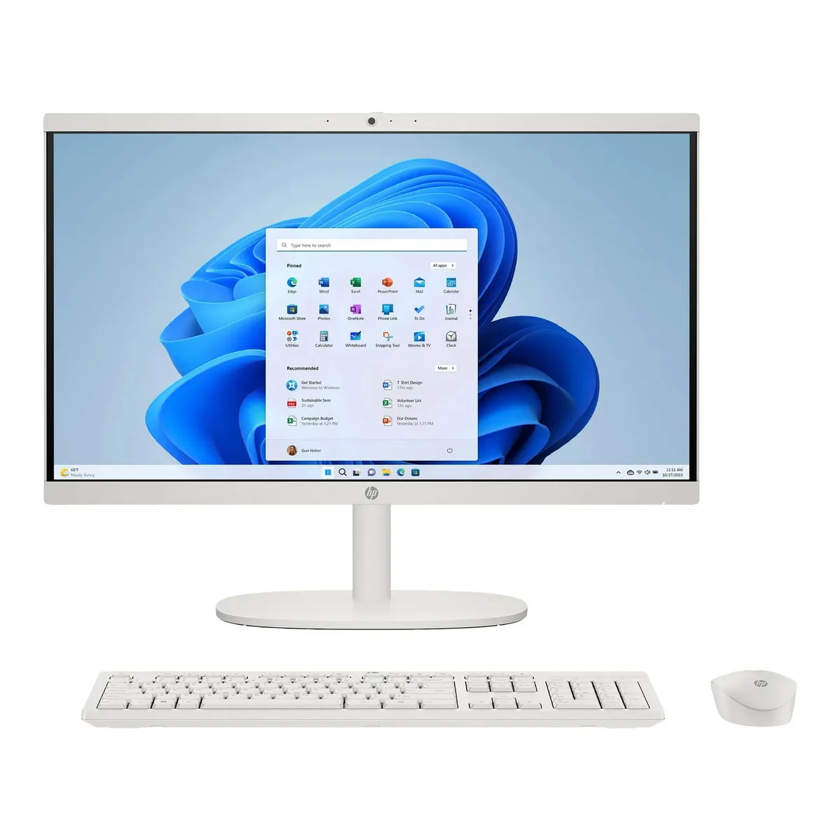 HP HP 21.45" All-in-One Desktop Intel Pentium Silver J5040 8GB 128GB NVMe Cashmere White — product photo