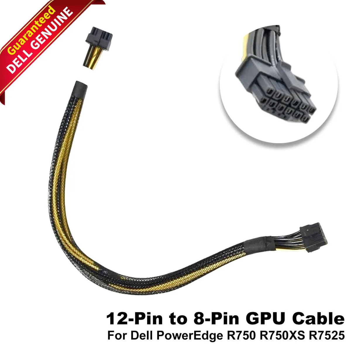 DELL DELL F8NXW 12-Pin GPU Power Cable 16" for PowerEdge R750 H100 Slot 2 — product photo