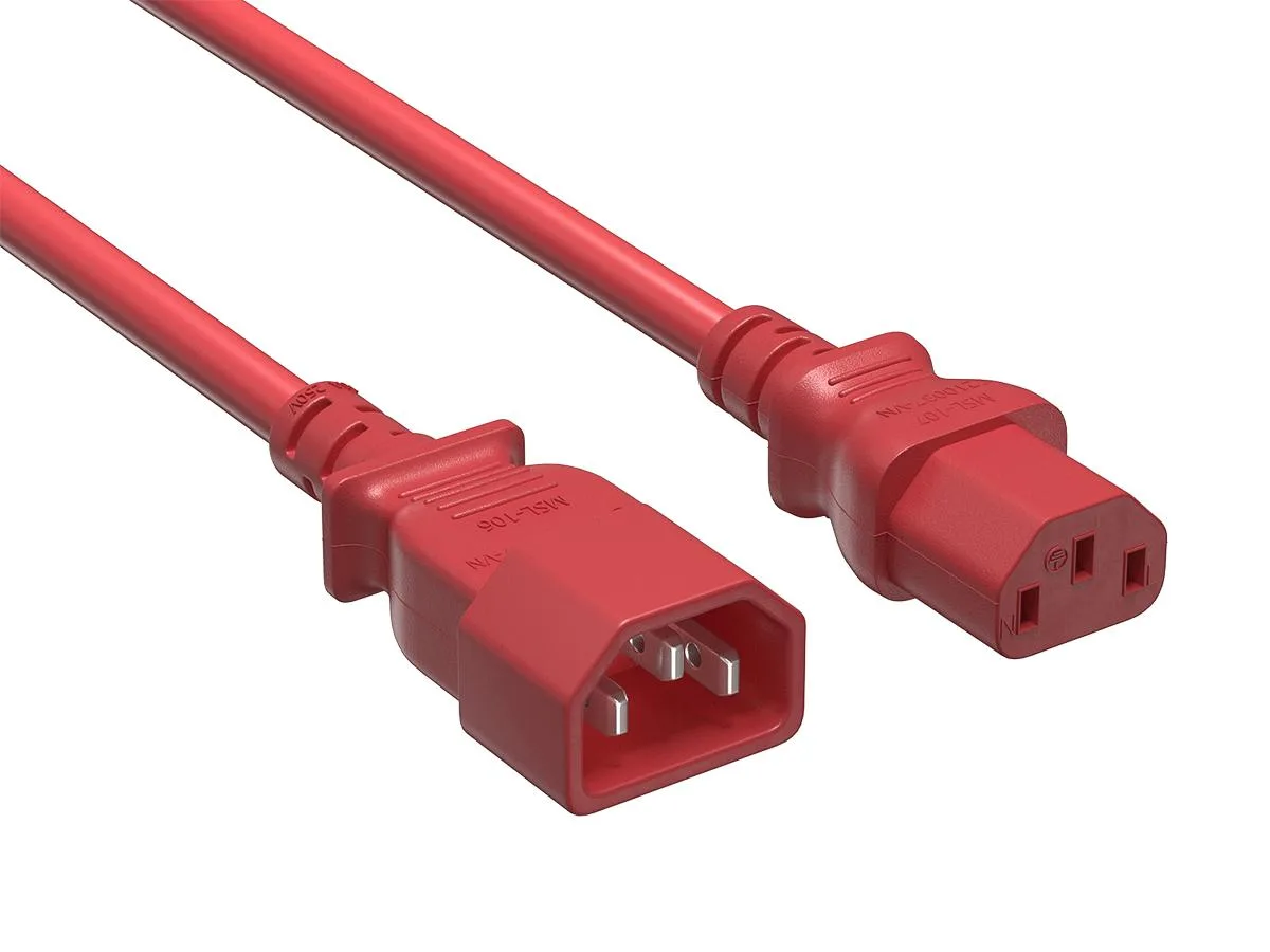 Cable Leader Cable Leader 5ft IEC C14 to C13 Power Extension Cord 18 AWG 10A 250V Red — product photo