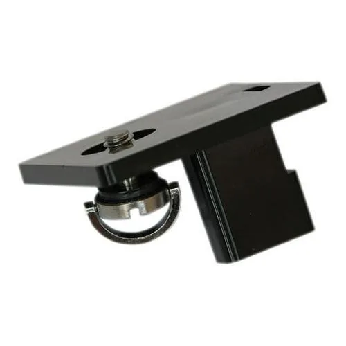 Small black polycarbonite camera adapter plate with 1/4-20 thumbscrew