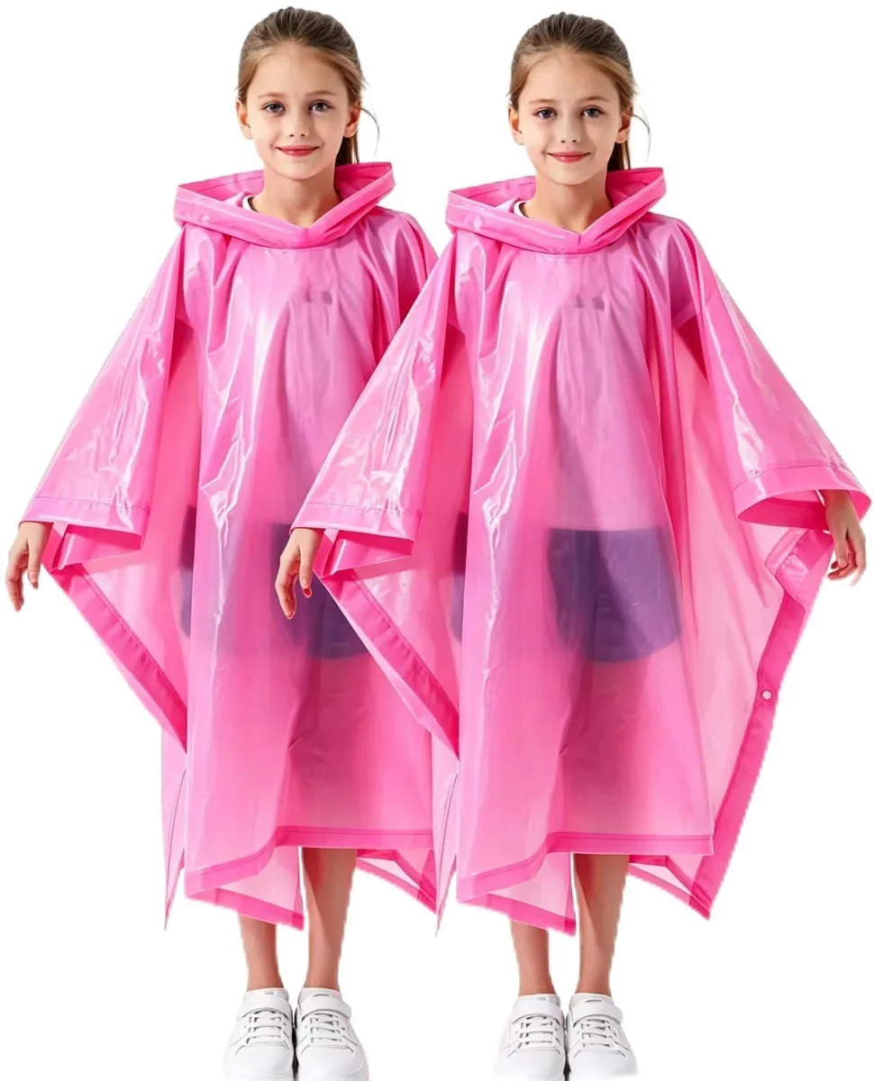 Borogo 2 Pack Kids Raincoats Pink EVA 35 x 43in — product photo