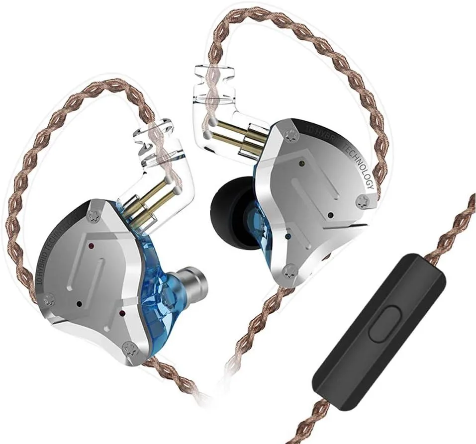 EVESKY EVESKY KZ ZS10 Pro 5-driver IEM blue with mic — product photo
