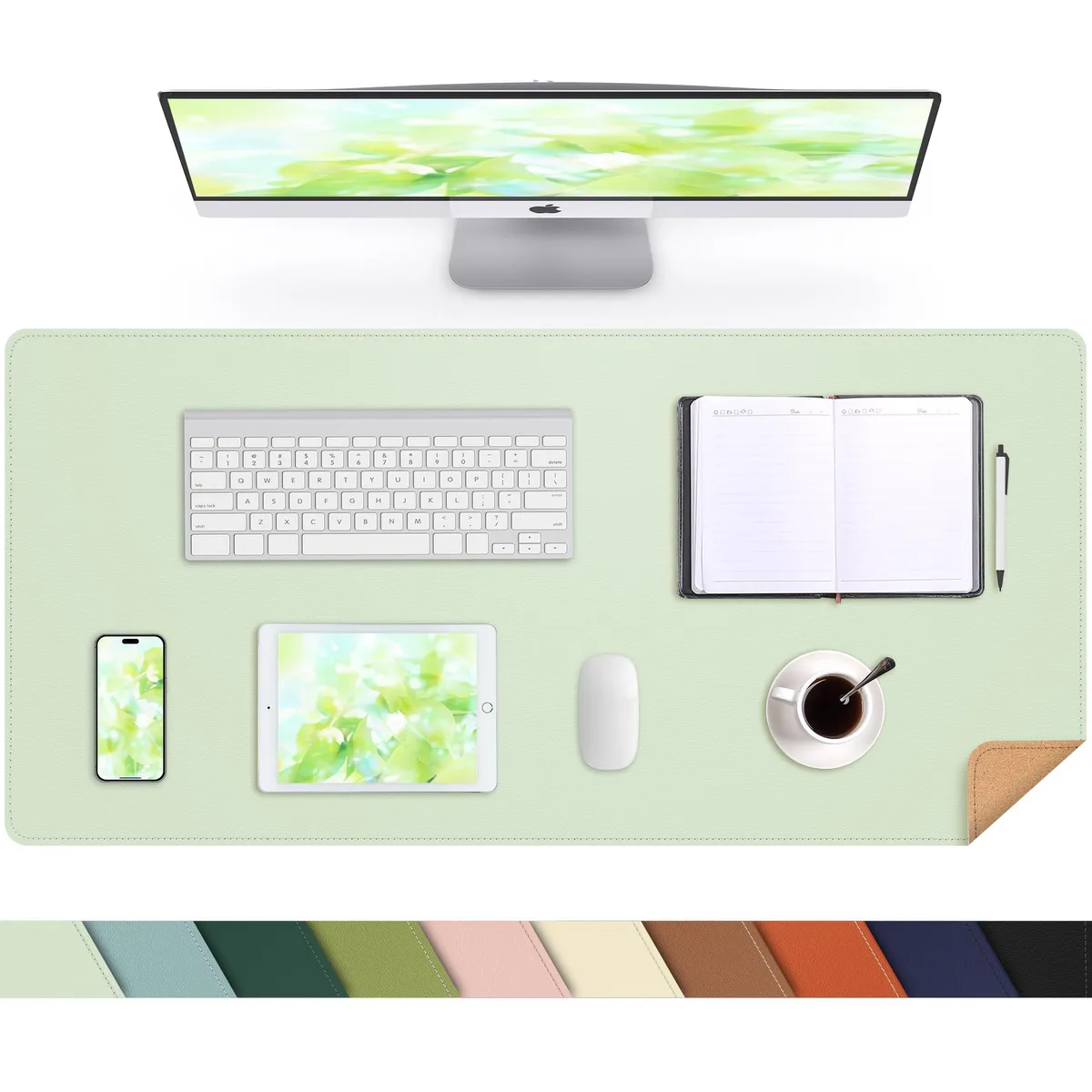  Keychron A-3517-Light Green Cork PU Leather Desk Mat 35.4" x 17 — product photo