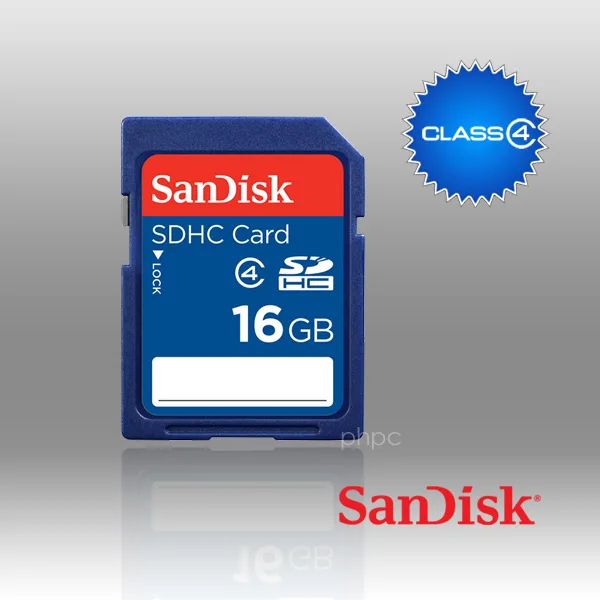SanDisk SanDisk SDB-016G 16 GB SDHC Class 4 memory card - Blue — product photo