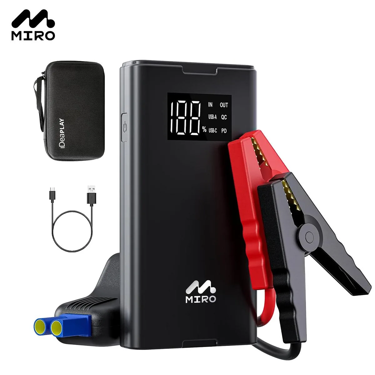 MIRO MIRO J8 1000A Jump Starter 12000mAh 30W QC 3.0 300 Lumens — product photo