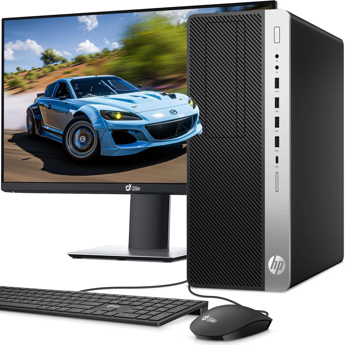 HP HP G4 Tower Desktop PC i5-8500 16GB DDR4 1TB SSD GTX 1660 SUPER 22" Monitor Windows 11 Pro — product photo