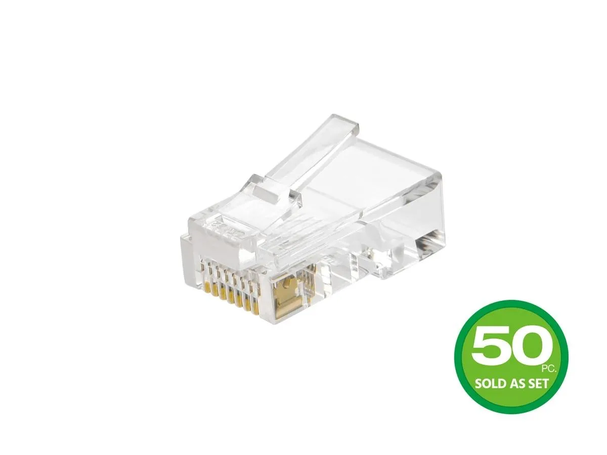 Monoprice Inc. Monoprice 107322 RJ-45 8P8C Flat Stranded Plugs Clear 50-Pack — product photo
