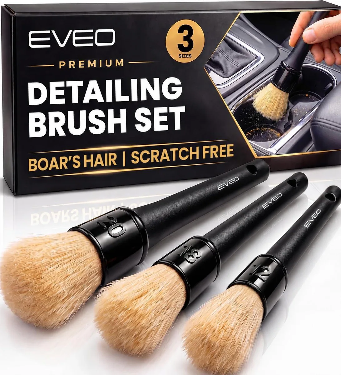Three natural boar hair detailing brushes in varying sizes