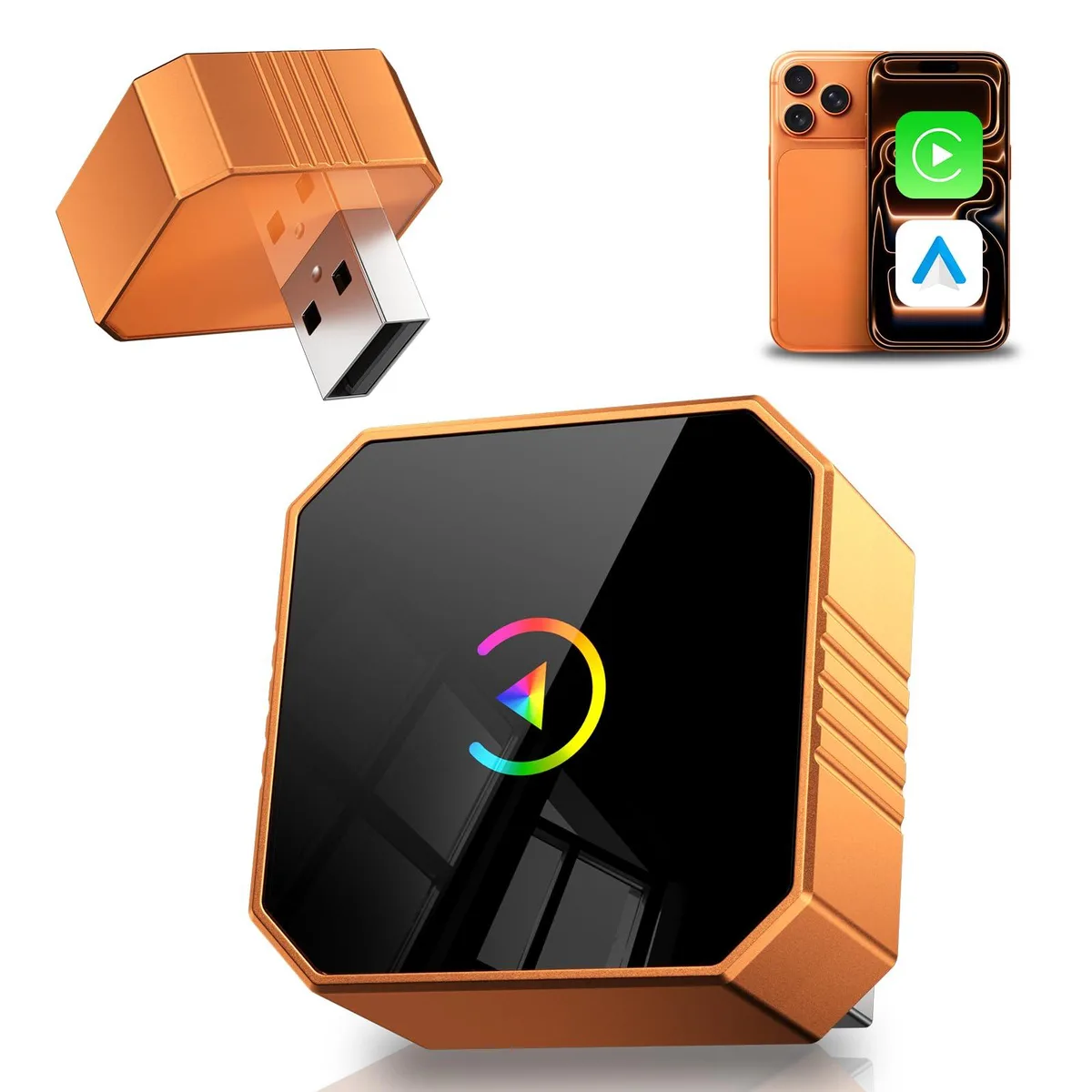 Small black cube adapter, one-inch sides, Mini USB port