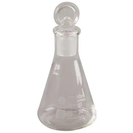 Pack of twelve clear glass Erlenmeyer flasks with stoppers