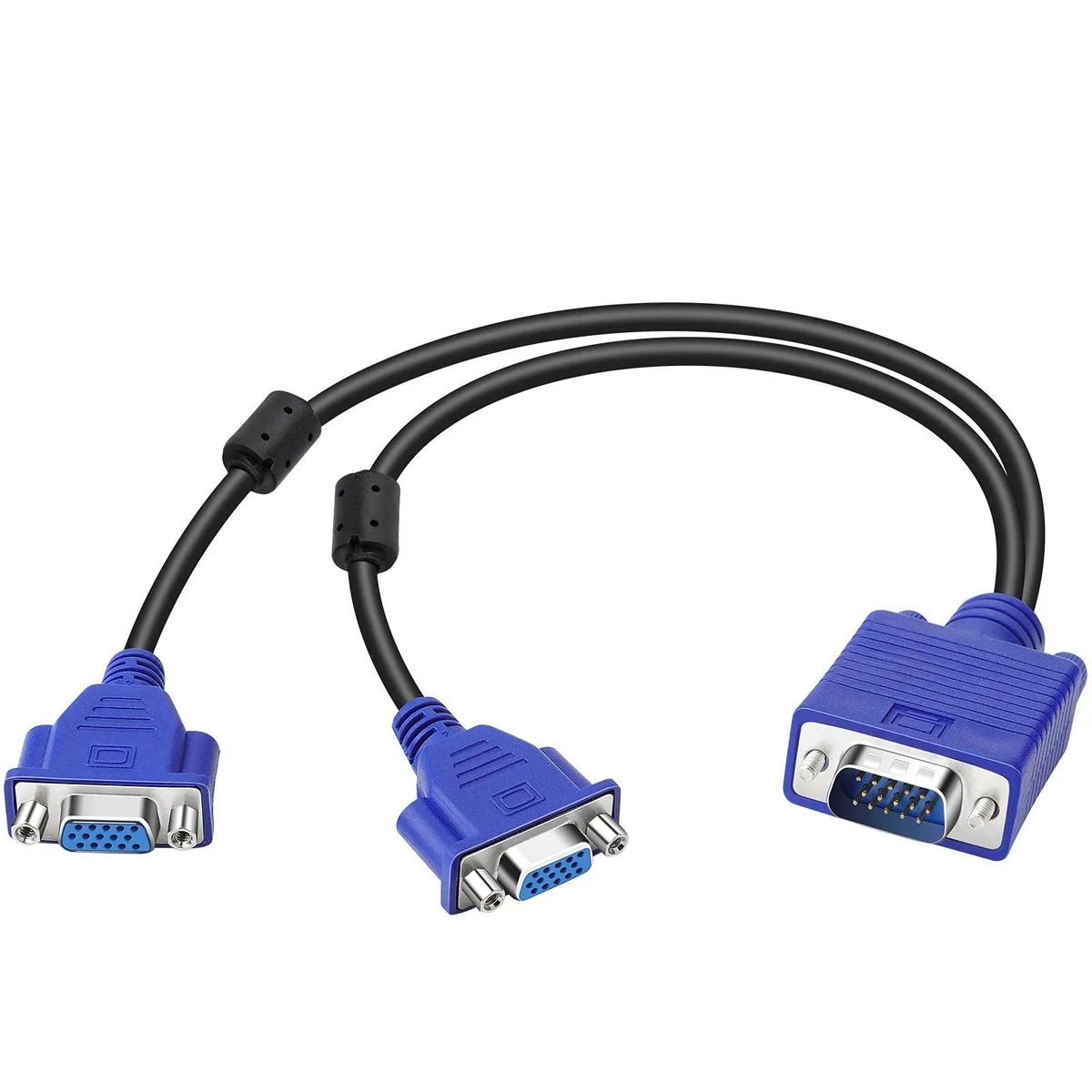 BUCIER BUCIER VGA Splitter Cable 1 Male to 2 Female Blue 1ft — product photo