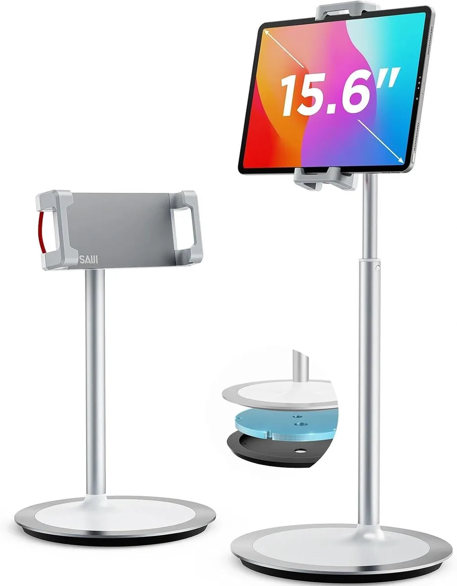 MCHOSE MCHOSE Tablet Holder Extra-Height 360° Rotating Adjustable Aluminum Alloy Cradle 4.7-15.6 Silver — product photo