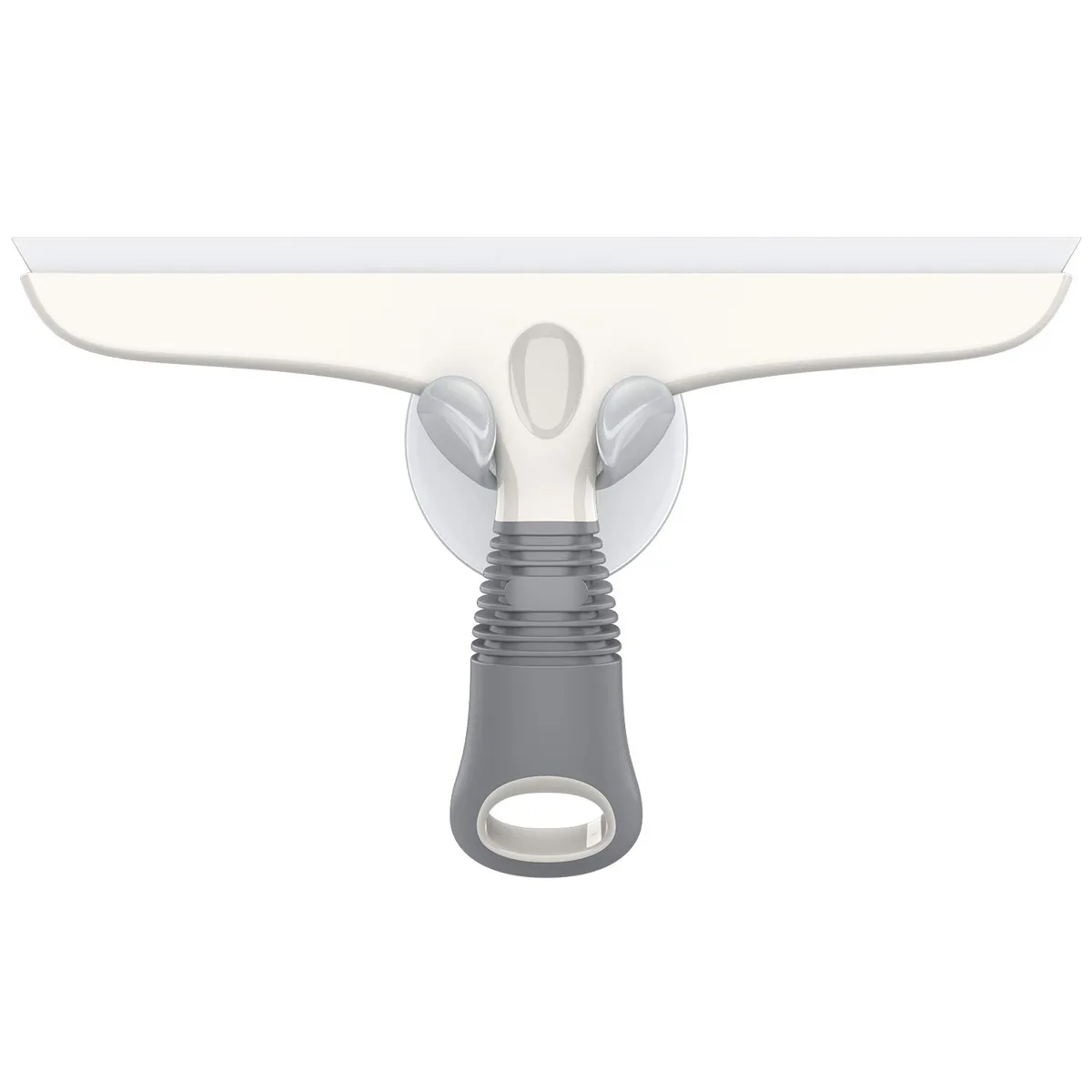White and grey 10-inch silicone squeegee with non-slip handle and suction hook