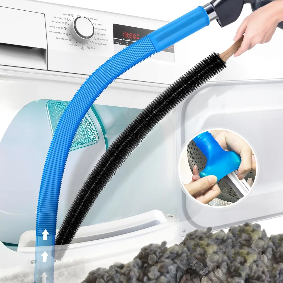  PetOde EVA Dryer Vent Cleaner Kit 2pcs Hose &amp; Brush — product photo
