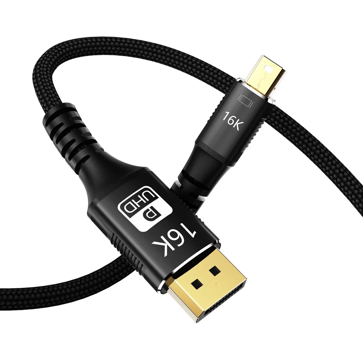 16K Mini DisplayPort to DisplayPort cable 6.6FT — product photo