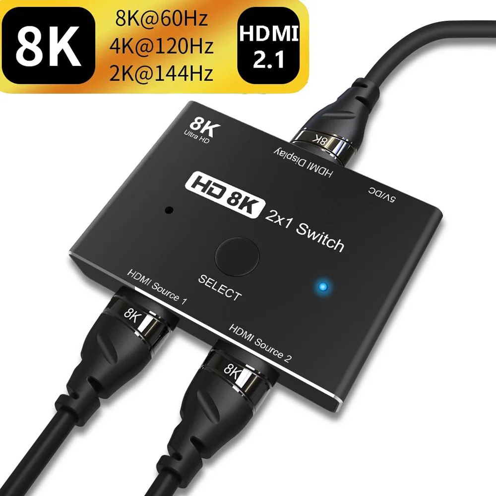 AUBEAMTO AUBEAMTO HDMI 2.1 2×1 8K@60Hz 4K@120Hz 48Gbps video switch — product photo