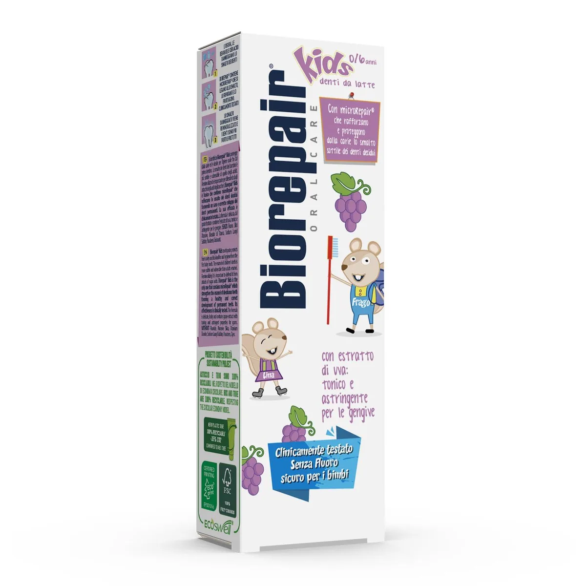 White 50 ml toothpaste tube with grape illustration