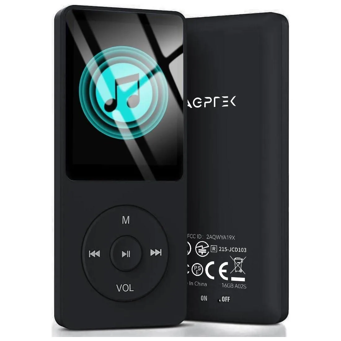 AGPTEK A02S 16GB MP3 Player 1.8in LCD 70h Black — product photo