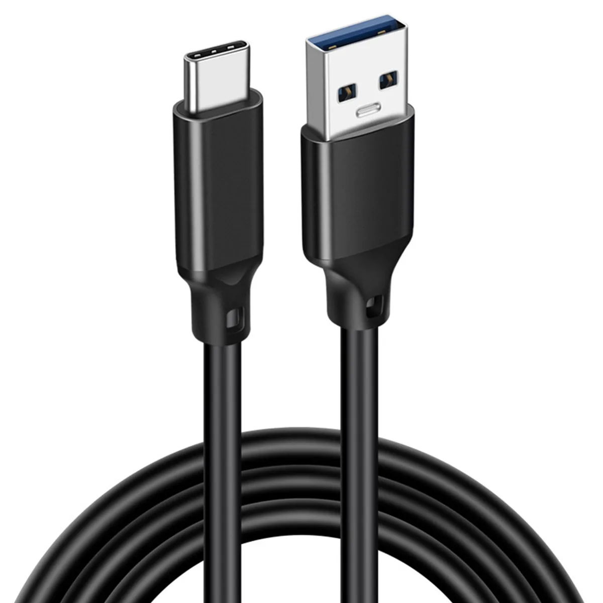 Black USB-A to USB-C cable, 3.2 ft length