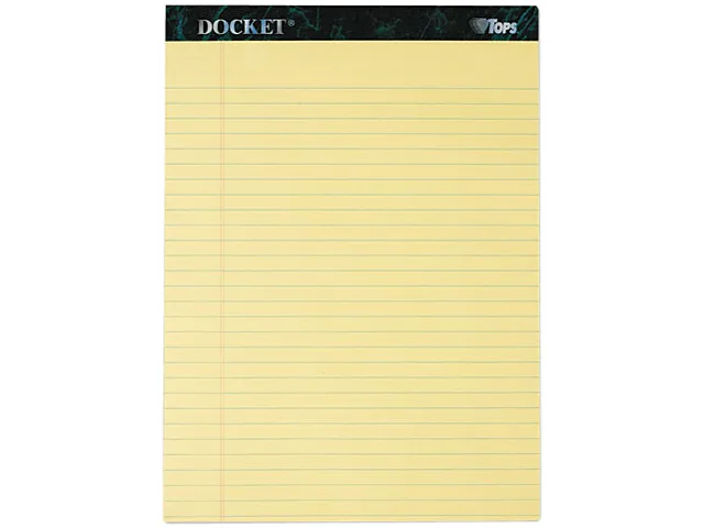 TOPS TOPS 63400 Docket Ruled Perforated Pad, Legal Rule, Letter, Canary, 12 Pack, 50 Sheet — product photo