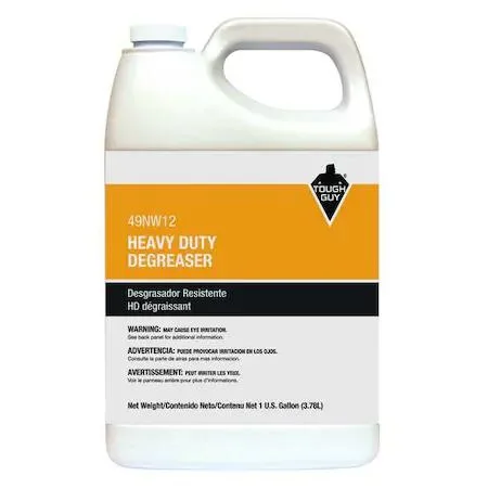 Orange liquid cleaner degreaser in one gallon white plastic jug with handle