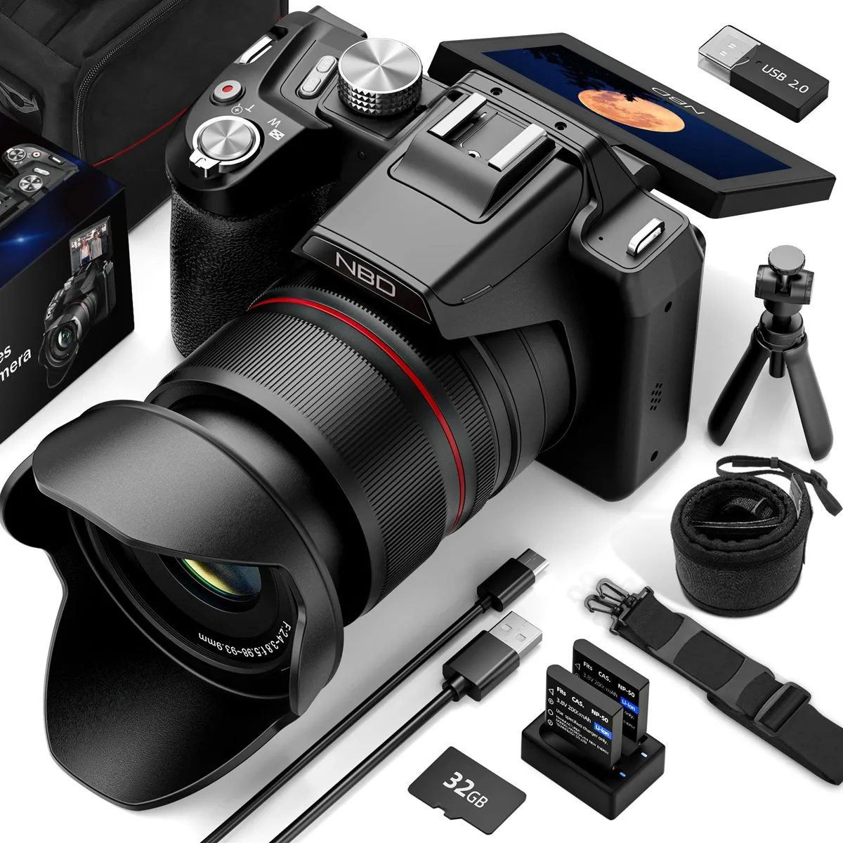 G-Anica G-Anica 5K 64MP 16X Optical Zoom Shoot Camera 2.8" 180° Flip Screen — product photo