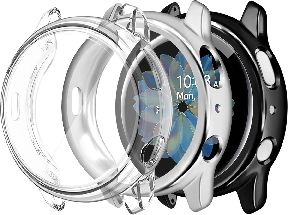 ETEIZU ETEIZU Galaxy Watch Active 2 Case 40mm 44mm 3 Pack Black Clear Silver — product photo