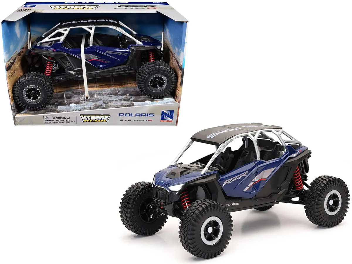 New Ray Toys New Ray Toys Polaris RZR Pro R UTV Blue Black Top Xtreme Off-Road 1/18 Diecast Hobby Collectible — product photo