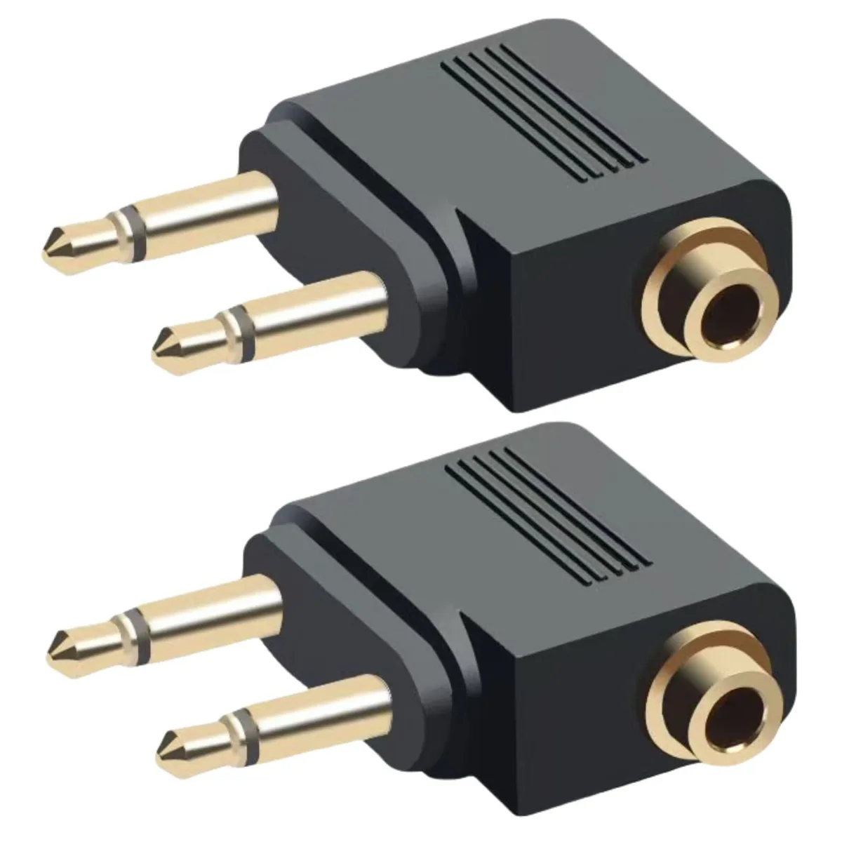 KEHIPI KEHIPI 2-Pack Airplane Headphone Adapter Dual 3.5mm Male to 3.5mm Female Gold Plated — product photo