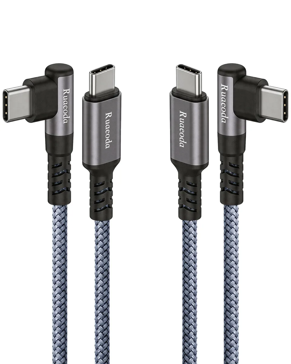 Two space-grey braided USB-C cables with right-angle connectors, 6 ft each