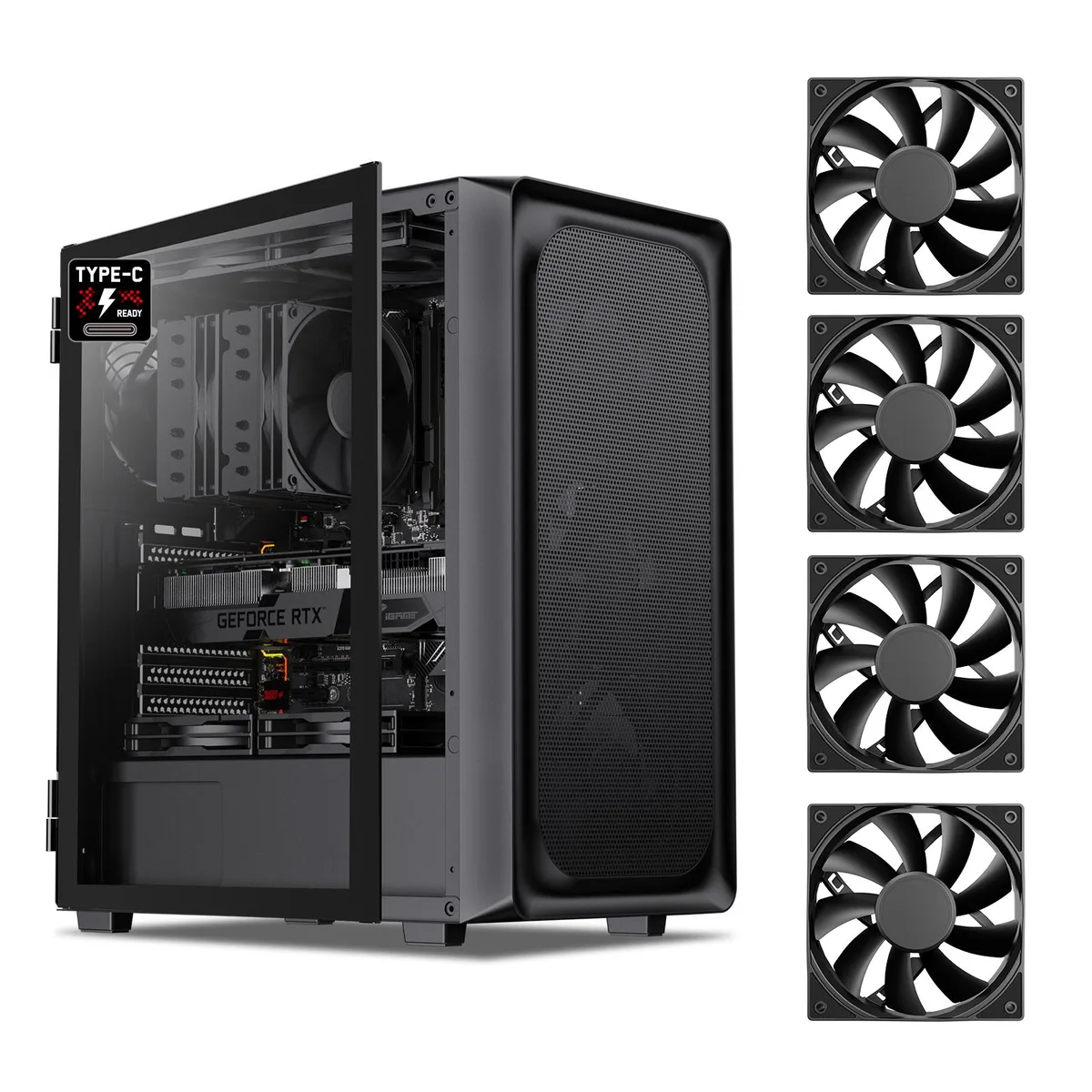 DARKROCK DARKROCK EC2 Black ATX Mid Tower PC Case with 4x120mm Fan & 360mm Radiator Support — product photo
