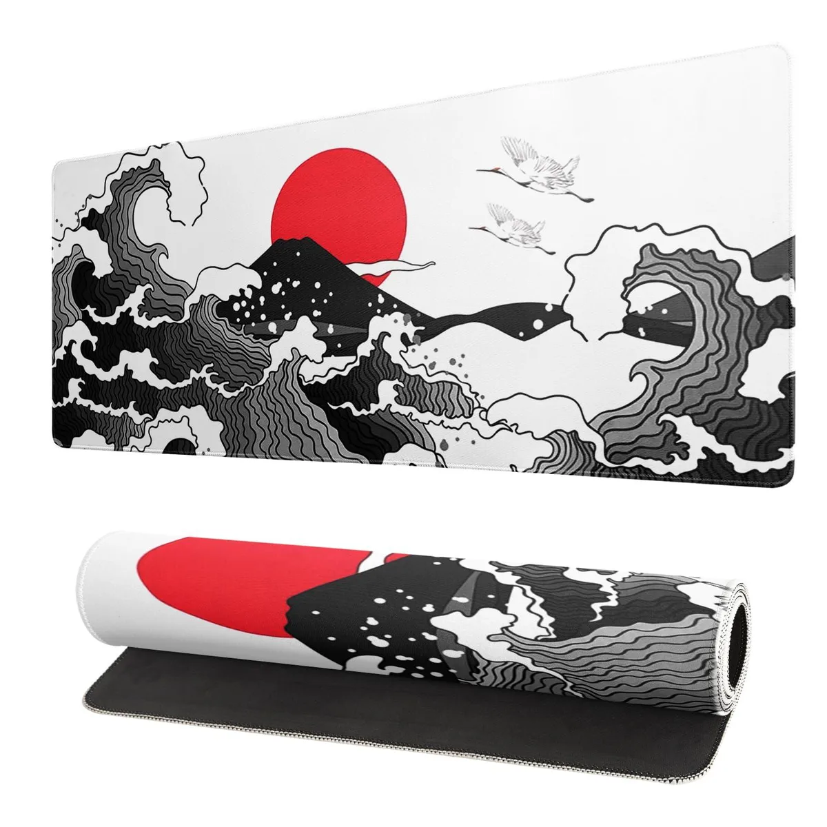  Keychron qh110419sbd4 Mouse Pad Extended 31.5x11.8 Inch Red Black Wave — product photo