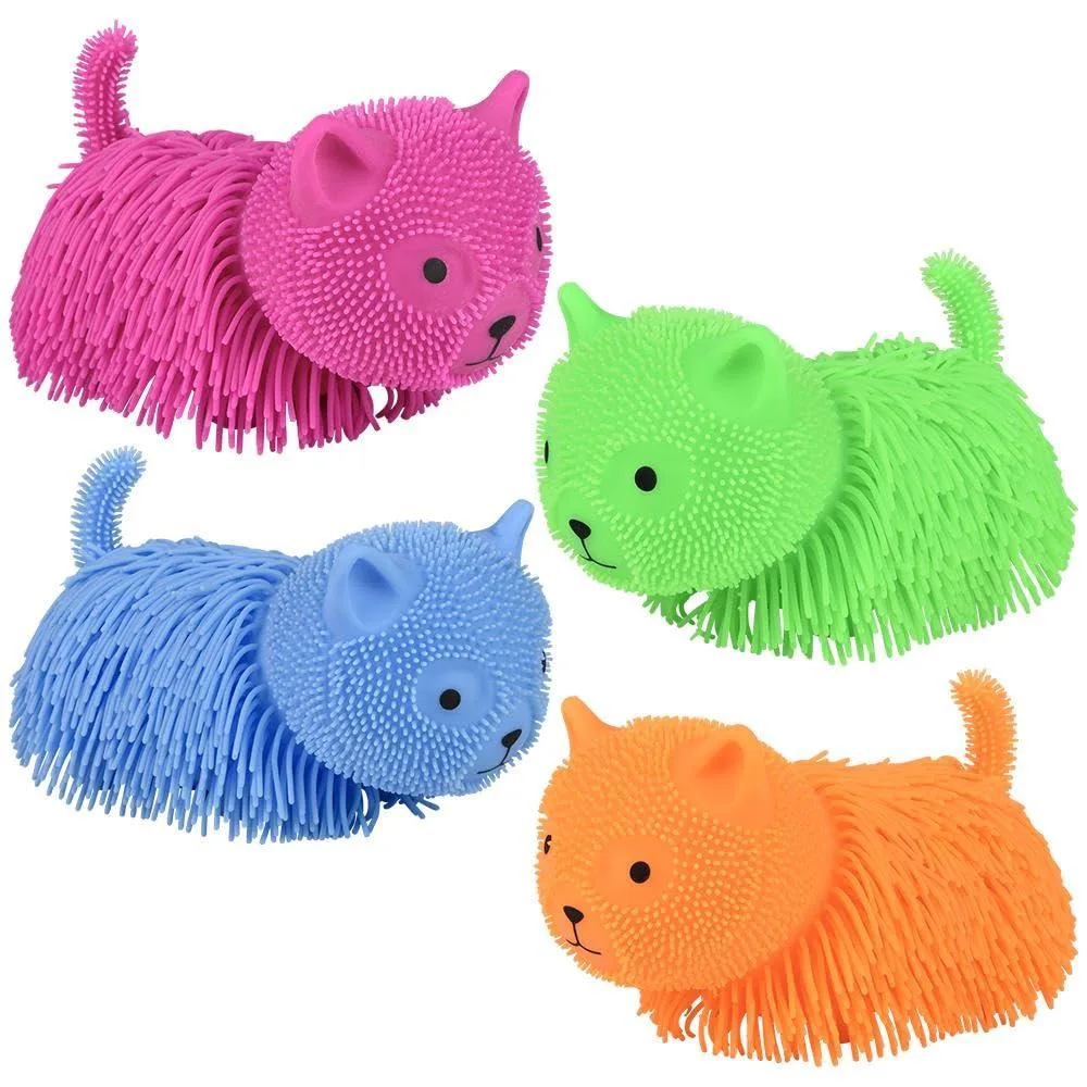 Puffer Kitty Cat Stretchy Shaggy Toy Set of 2, 7 Inches — product photo