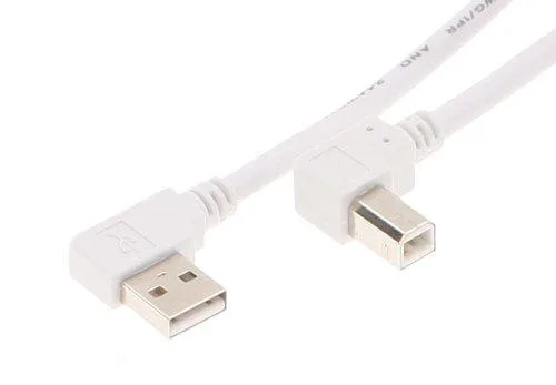 USBGear USBGear 7ft White USB 2.0 Cable A Left Angle to B Left Angle — product photo