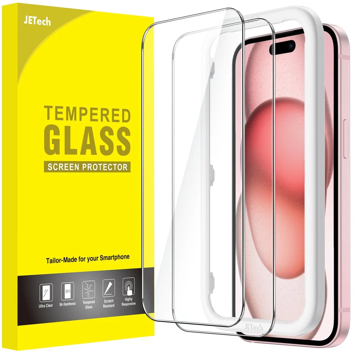  Screen Protector for iPhone 15 6.1-Inch, Tempered Glass, 2-Pack — product photo
