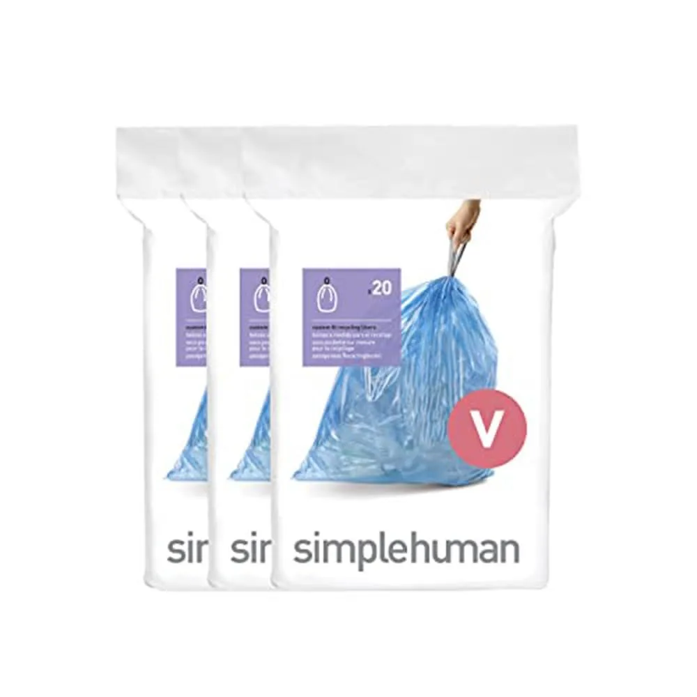 Three white plastic 18-litre trash bags in a pack