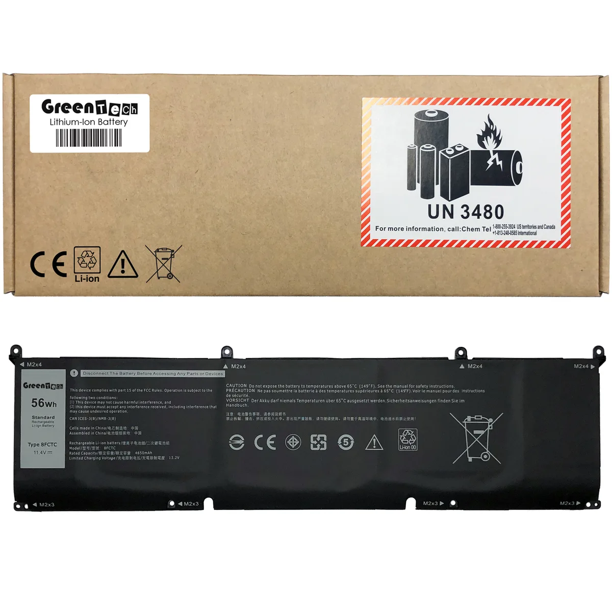 NShi NShi 8FCTC laptop battery 11.4V 56WHR 4912mAh 3 cell — product photo