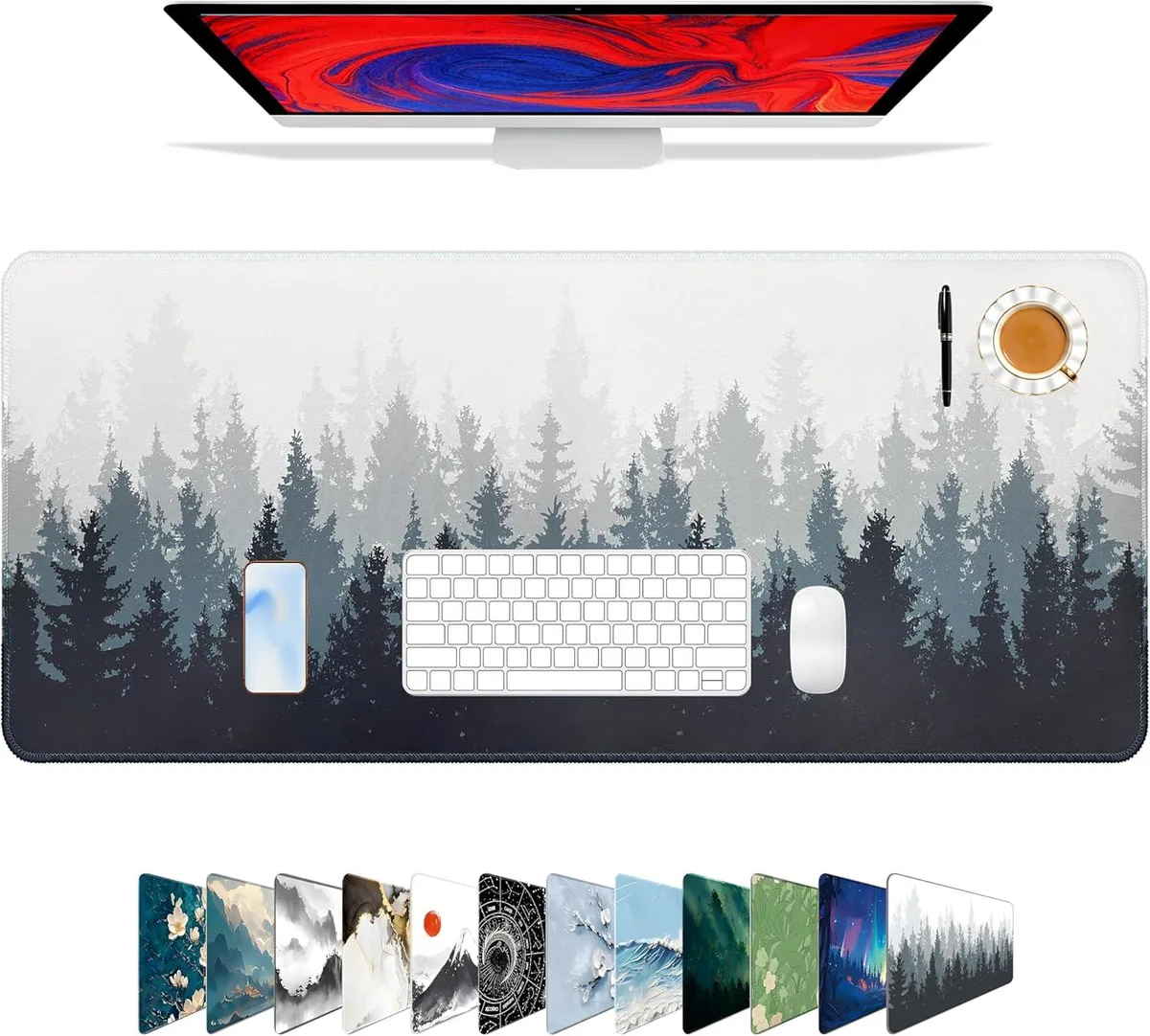 BAOFENG BAOFENG Mouse Pad Forest Tree 31.5 x 11.8 x .12 Inches — product photo