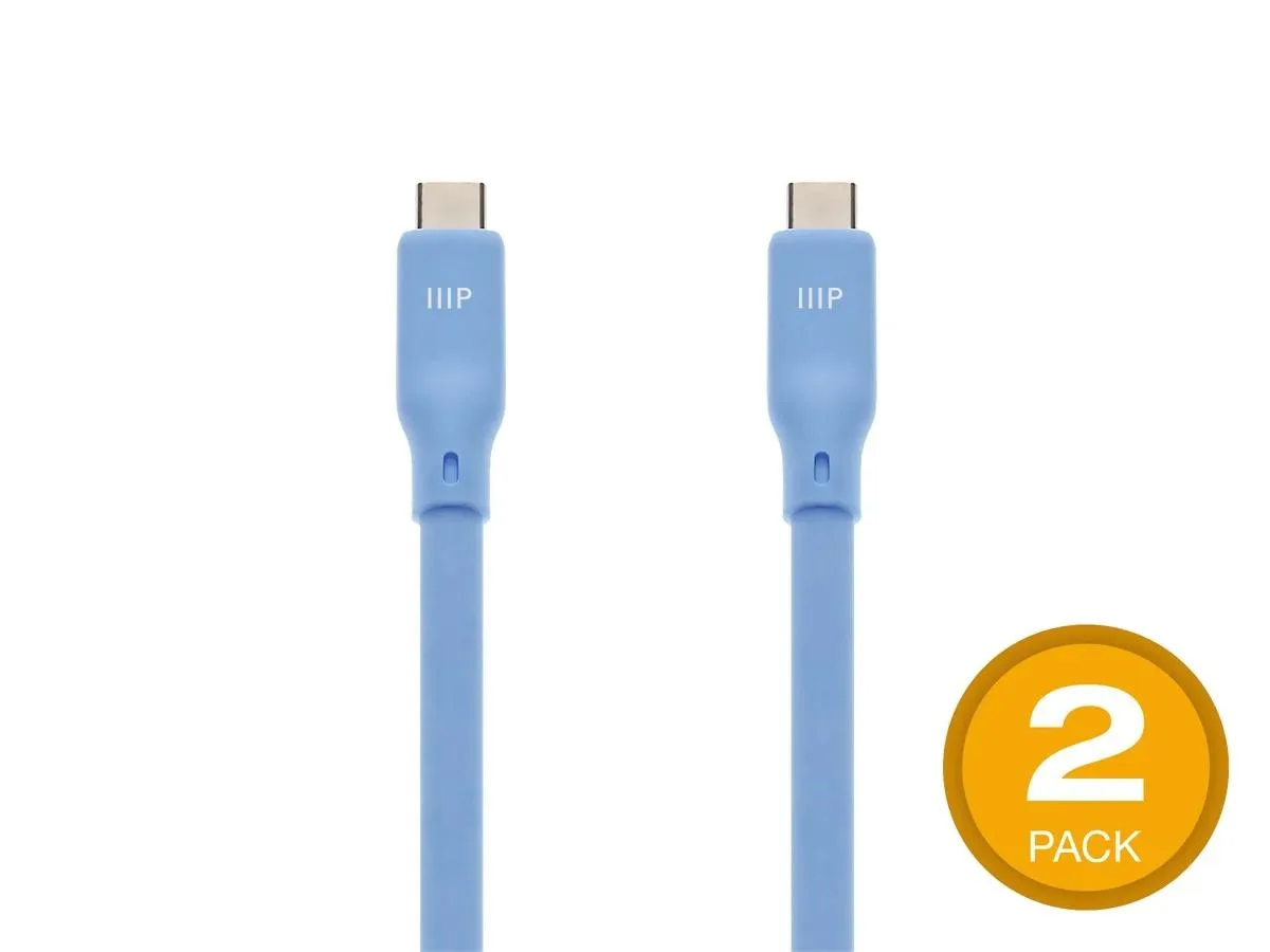 Monoprice Inc. Monoprice 148850 USB4 Gen 2 Silicone Cable 20 Gbps 240 W Blue 2 Pack — product photo