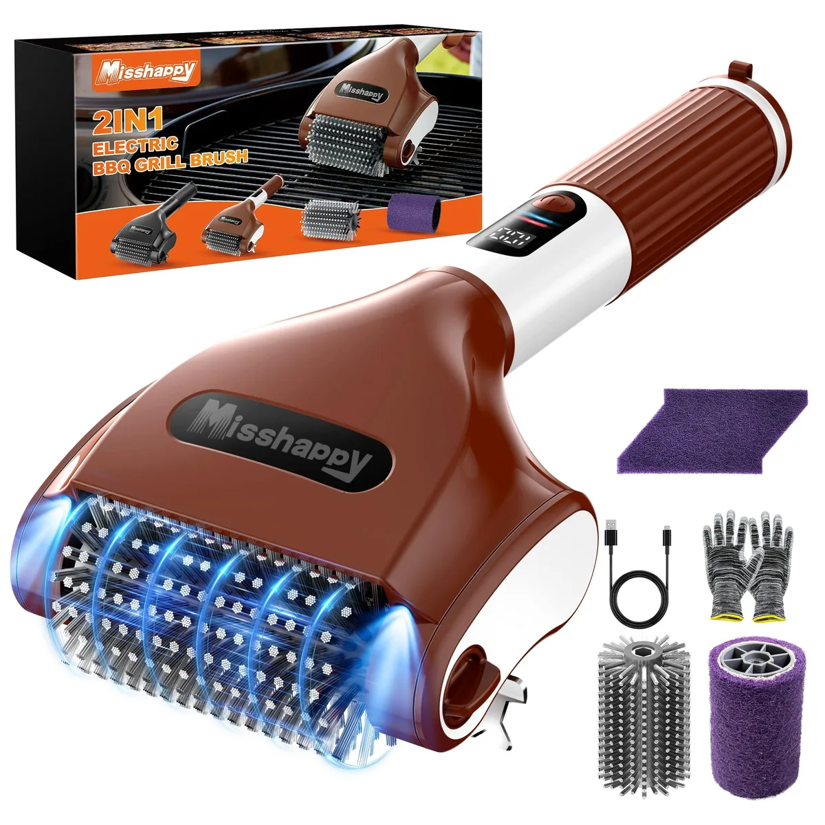 DNBeffulgent DNBeffulgent GB01 MAX 4000mAh 800RPM Electric Grill Cleaner Brown — product photo