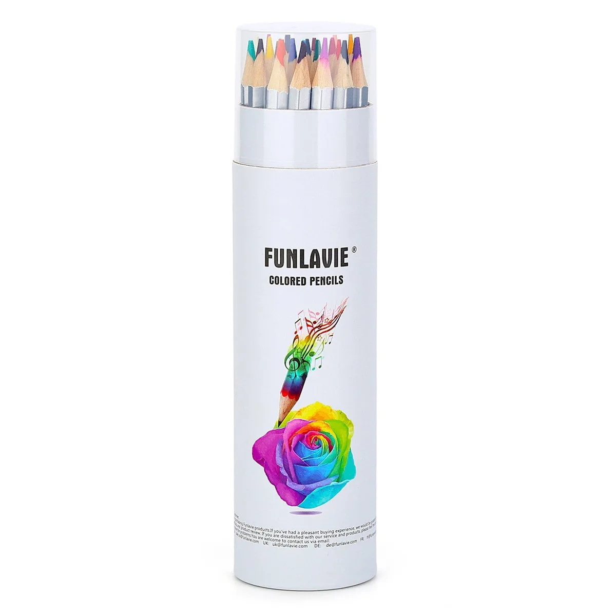 Boxed set of 24 wooden colored pencils with sharpener