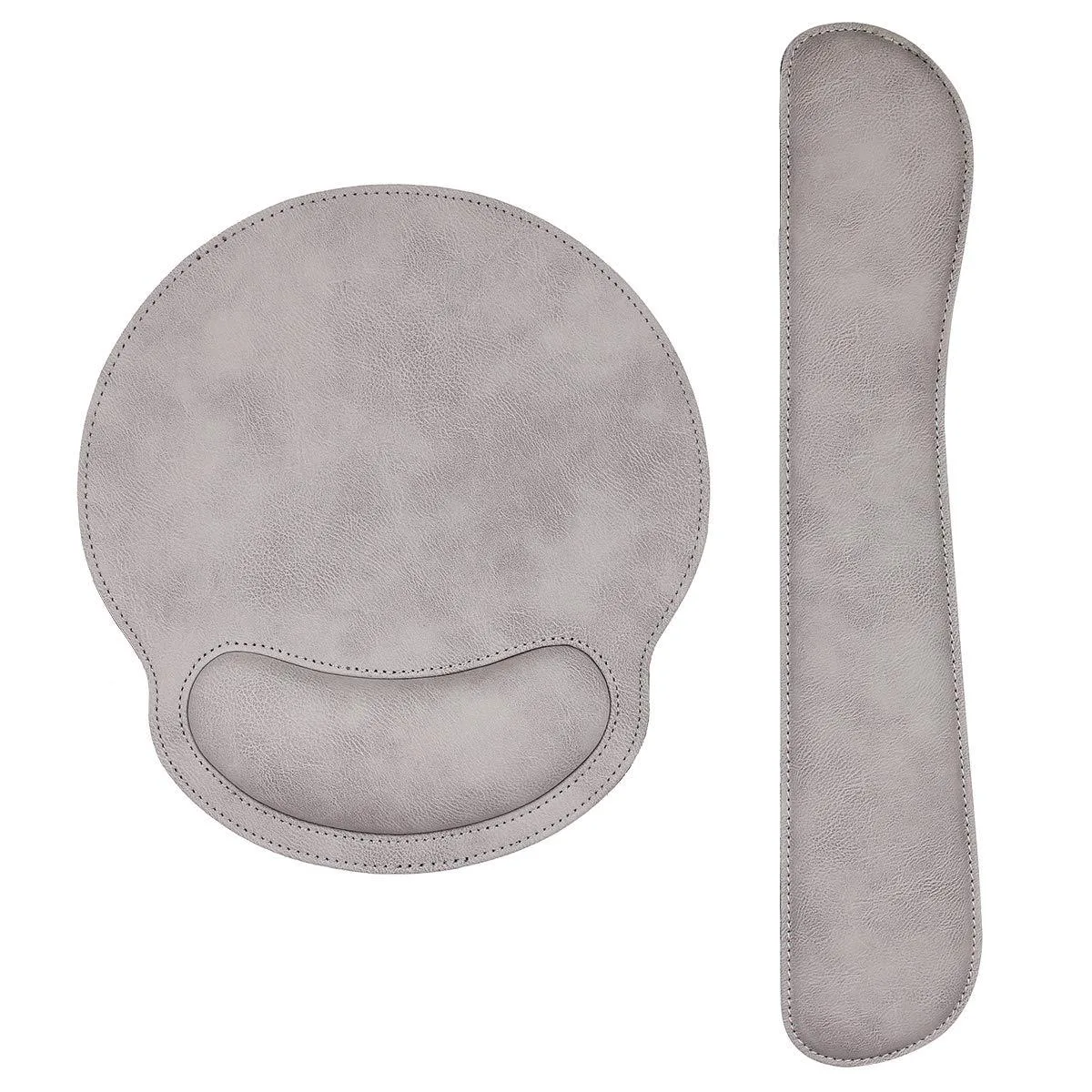  RICHEN RI-KMWR Ergonomic Keyboard &amp; Mouse Wrist Rest Set, Memory Foam, PU Leather, Gray White — product photo