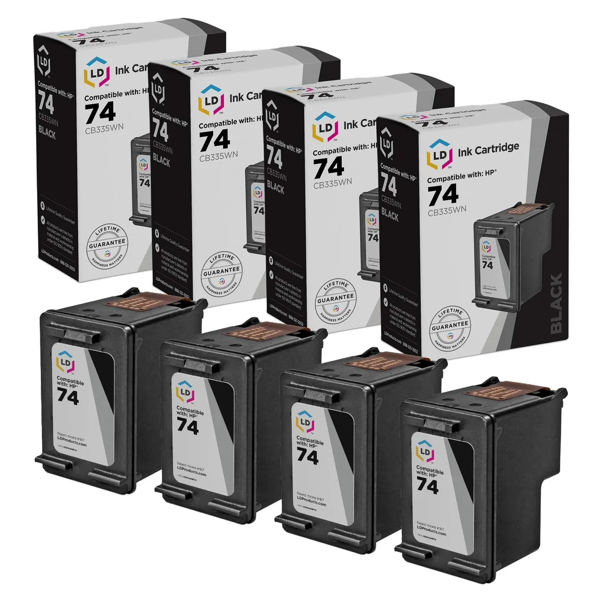 LD Products LD Products HP 74 Black Ink Cartridge 4-Pack 200 Pages — product photo