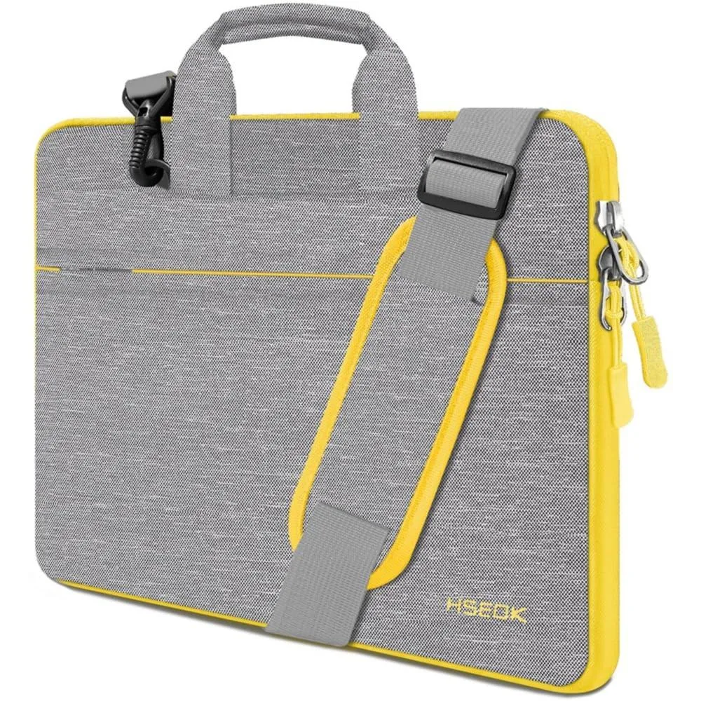 BoYata BoYata 13–14 Inch Laptop Shoulder Bag Gray Light Yellow 2 in 1 accessory — product photo