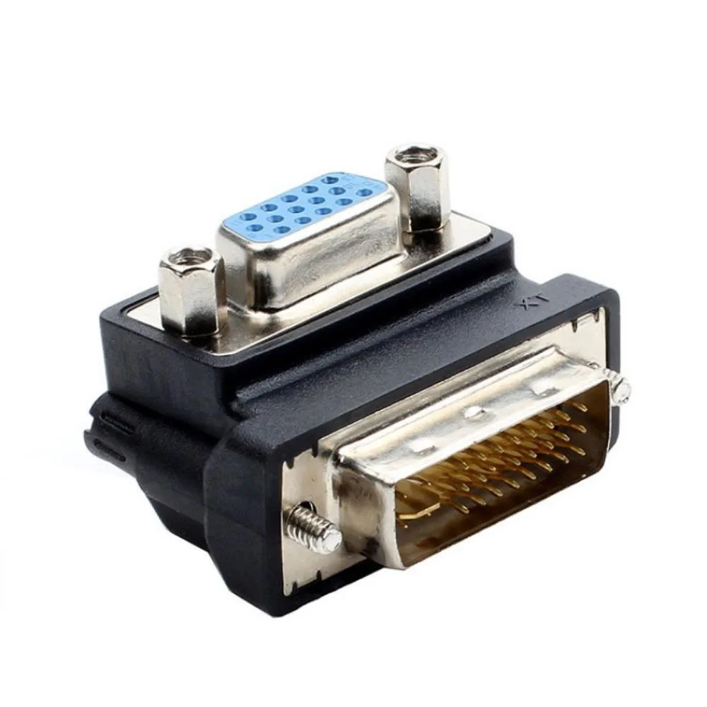 Ruth's sister Ruth's sister DVI-I 24+5 Male to VGA 15 Pin Female 90° Right Angle Adapter internal power cable — product photo