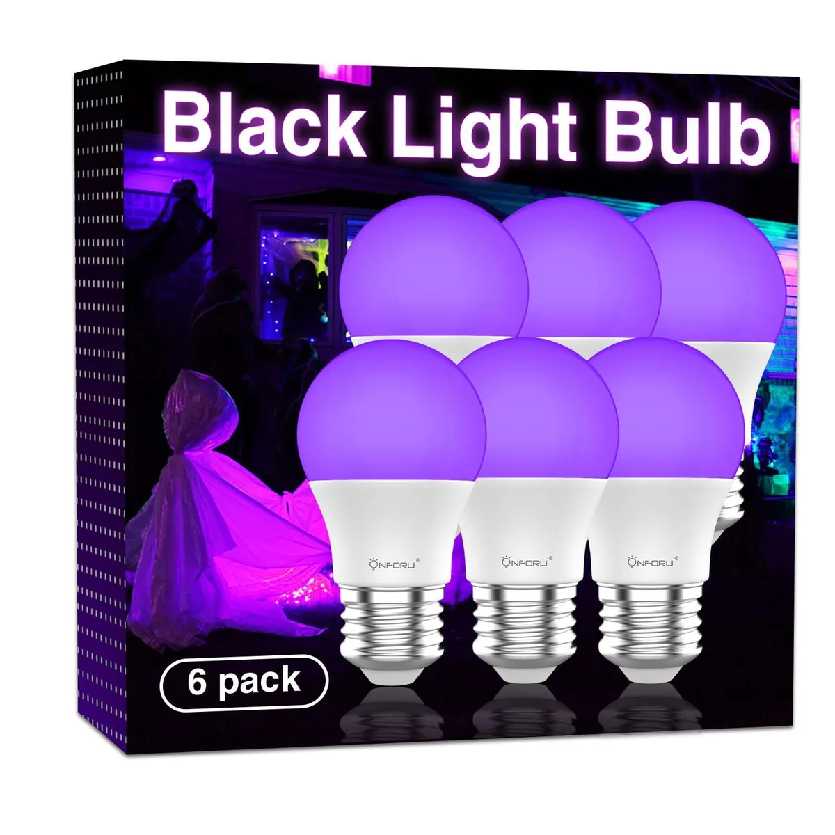 KEHIPI KEHIPI 15W LED Black Light Bulb A19 E26 385-400nm 6 Pack — product photo
